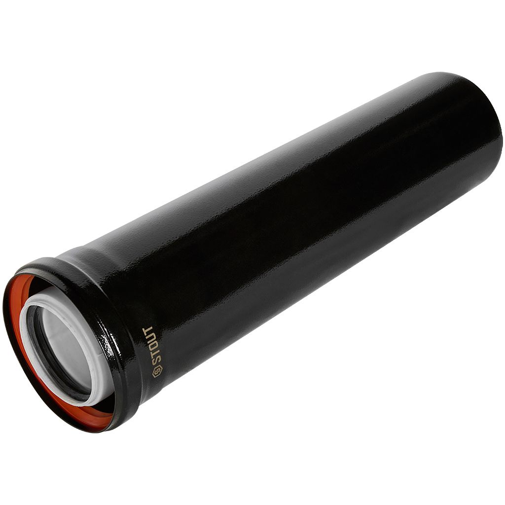 STOUT SCR-8012-600500 STOUT Удлинитель дымохода конденсац. коакс. D80(п-м)/125(п-м), L500, ЧЕРНЫЙ, SCR-8012-600500