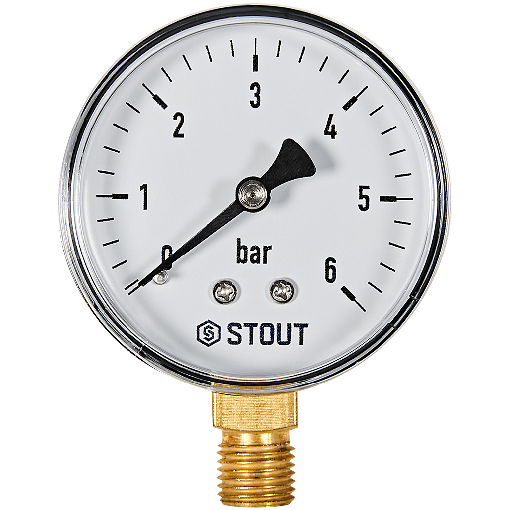 Манометр радиальный STOUT корпус Dn 63 мм 1/4 , 0...6 бар, кл.2.5, SIM-1010-630608