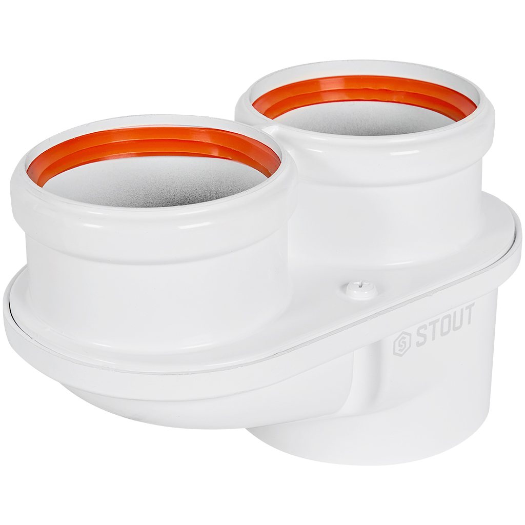 STOUT SCR-0080-250001 STOUT Адаптер моноблочный универсальный для перех. на двухтрубную систему традиц. с D60(м)/100(п) на D80(м)/80(м) литой, SCR-0080-250001