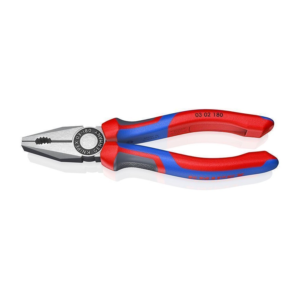 Плоскогубцы KNIPEX комбинированные, 180 мм, фосфатированные, 2-комп ручки, KN-0302180