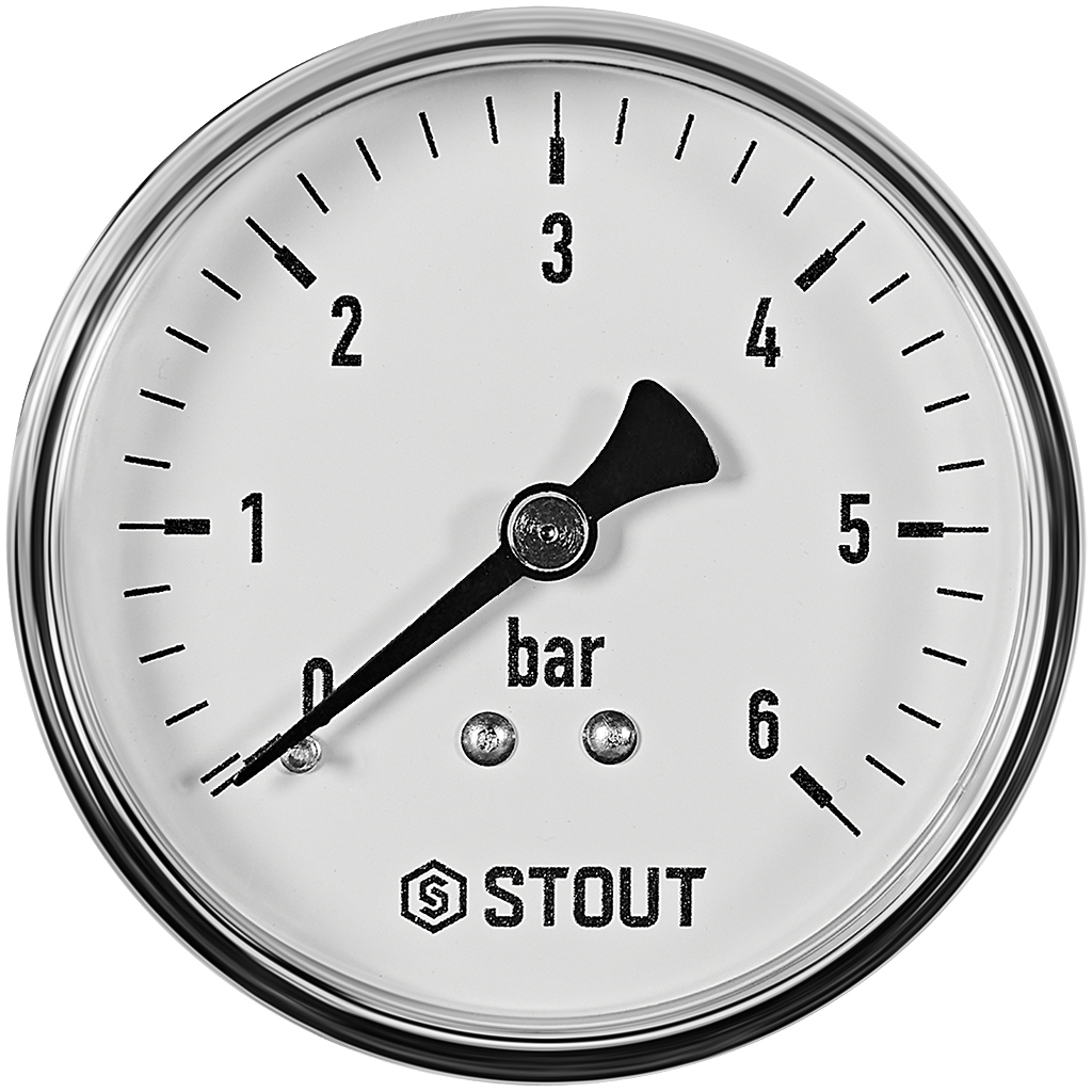Манометр аксиальный STOUT корпус Dn 63 мм 1/4 , 0...6 бар, кл.2.5, SIM-1009-630608