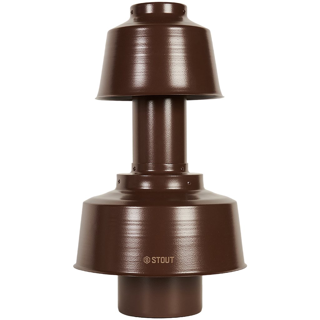 STOUT SCR-8012-800022 STOUT Оголовок вертикальный с ветрозащитой конденсац. коакс. D80(п)/125(п) КОРИЧНЕВЫЙ широкий, SCR-8012-800022