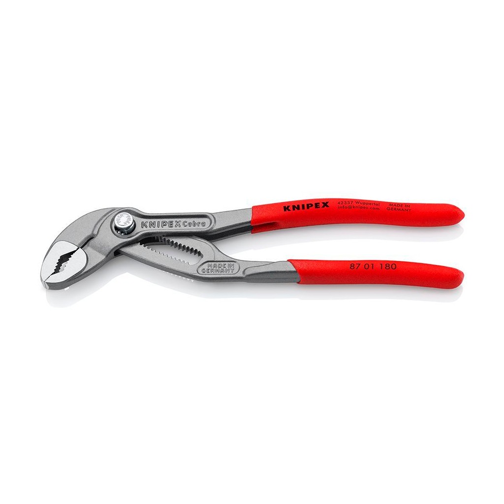 Клещи KNIPEX COBRA переставные, зев 42 мм, длина 180 мм, фосфатированные, обливные ручки, KN-8701180