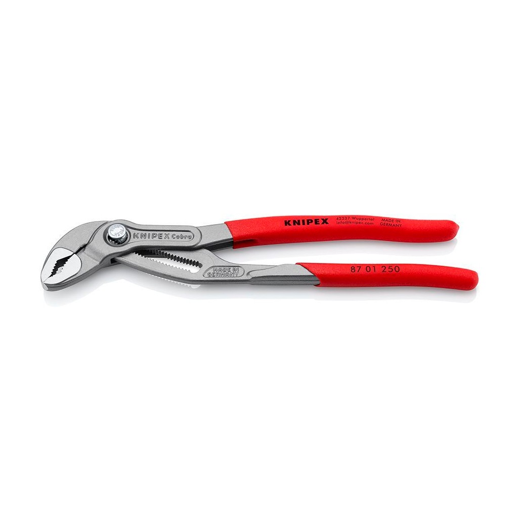 Клещи KNIPEX COBRA переставные, зев 50 мм, длина 250 мм, фосфатированные, обливные ручки, KN-8701250