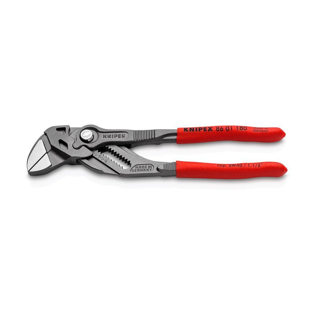 Клещи KNIPEX переставные-гаечный ключ, зев 40 мм, длина 180 мм, фосфатированные, обливные ручки, KN-8601180