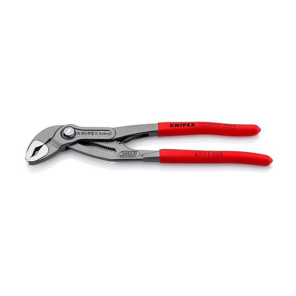 Клещи KNIPEX COBRA переставные, пружина, зев 50 мм, длина 250 мм, фосфатированные, обливные ручки, KN-8711250