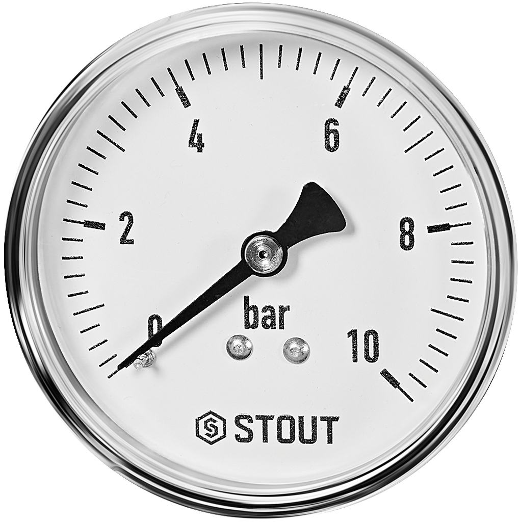 Манометр аксиальный STOUT корпус Dn 63 мм 1/4 , 0...10 бар, кл.2.5, SIM-1009-631008