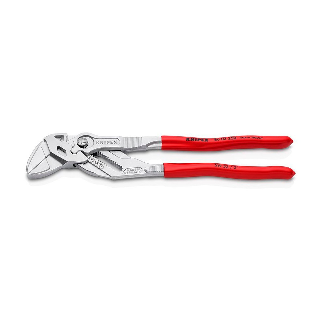 Клещи KNIPEX переставные-гаечный ключ, зев 52 мм, длина 250 мм, хром, обливные ручки, KN-8603250