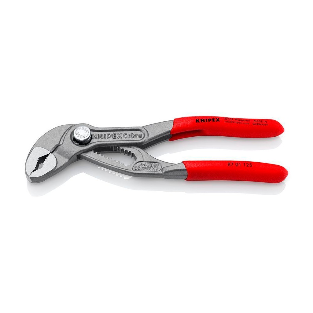 Клещи KNIPEX COBRA переставные, зев 30 мм, длина 125 мм, фосфатированные, обливные ручки, KN-8701125