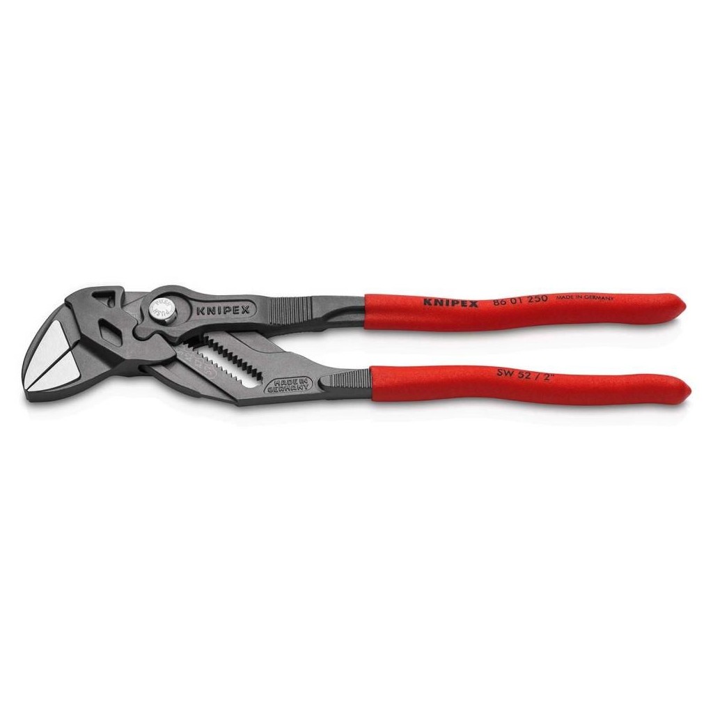 Клещи KNIPEX переставные-гаечный ключ, зев 52 мм, длина 250 мм, фосфатированные, обливные ручки, KN-8601250