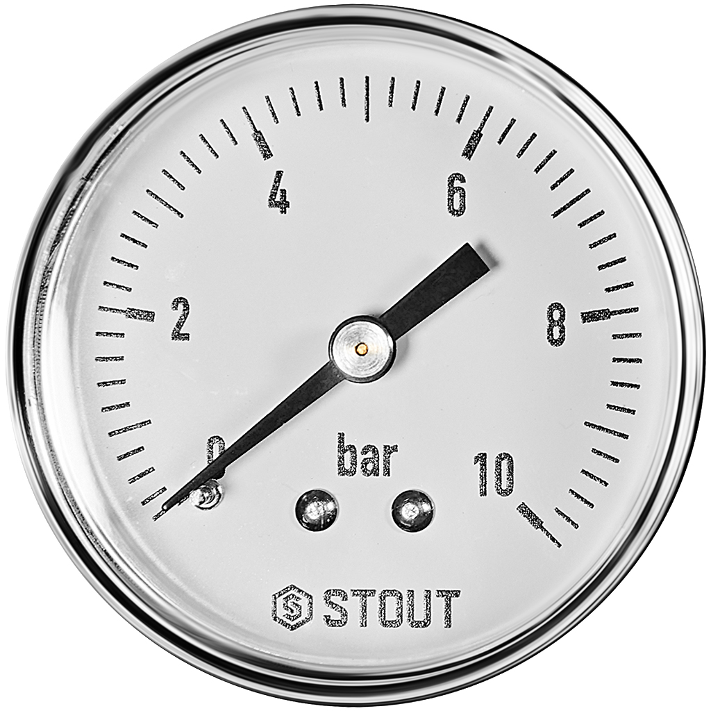 Манометр аксиальный STOUT корпус Dn 50 мм 1/4 , 0...10 бар, кл.2.5, SIM-1009-501008
