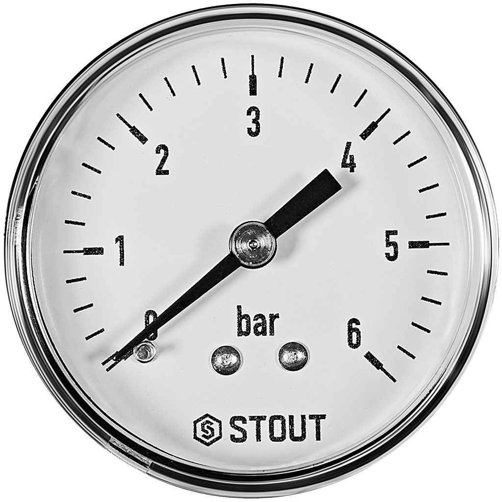 Манометр аксиальный STOUT корпус Dn 50 мм 1/4 , 0...6 бар, кл.2.5, SIM-1009-500608