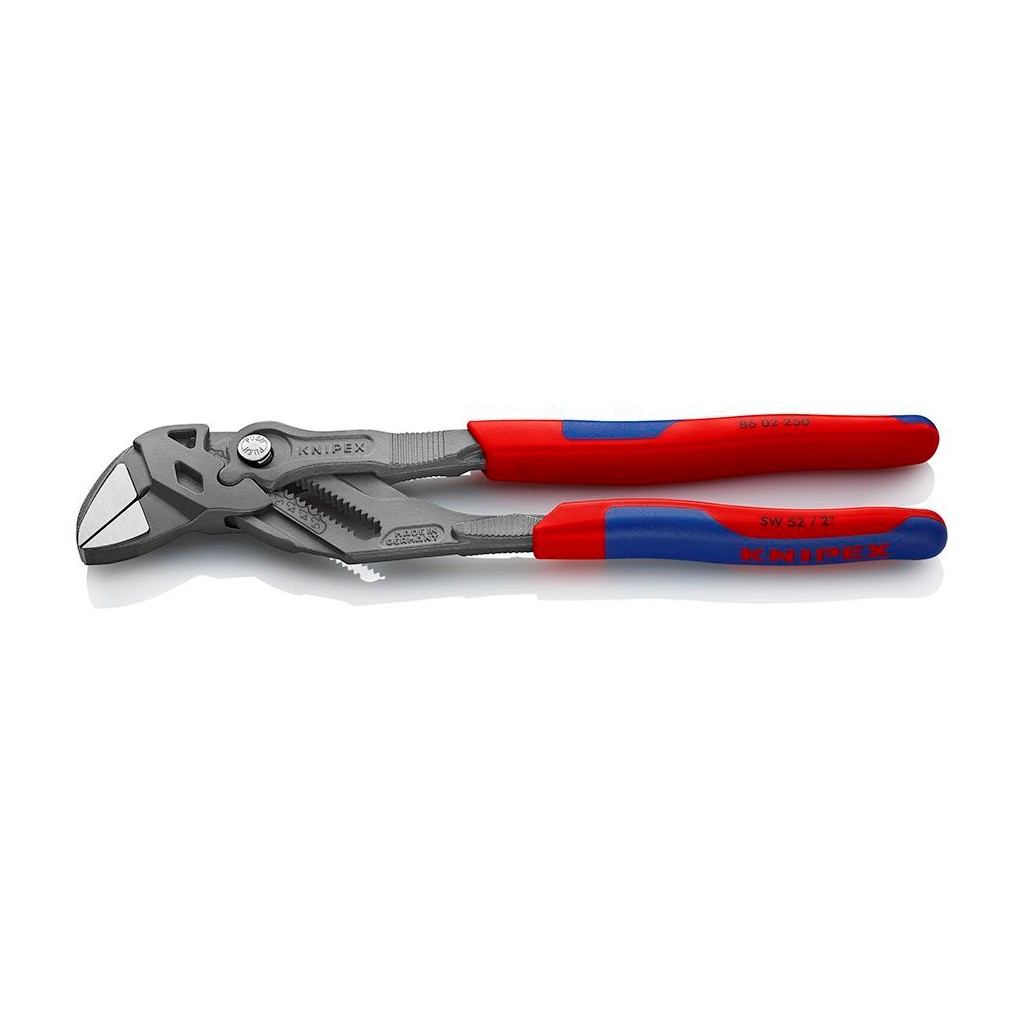 Клещи KNIPEX переставные-гаечный ключ, зев 52 мм, длина 250 мм, фосфатированные, 2-комп ручки, KN-8602250