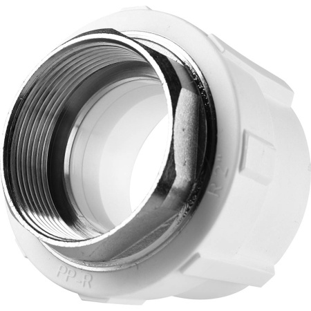 Политэк 63x2" Муфта комбинированная под шестигранник внутр. резьба для полипропиленовых труб под сварку (цвет белый)