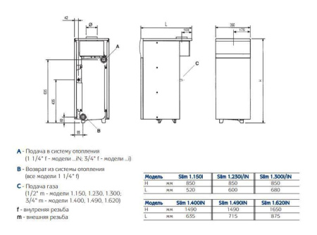 WSB43130347- Baxi SLIM 1.300 iN котел газовый напольный с открытой камерой