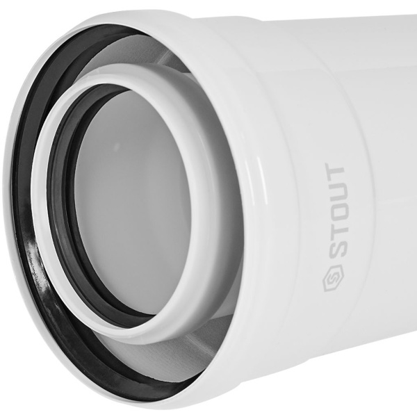 STOUT SCR-8012-000500 STOUT Удлинитель дымохода конденсац. коакс. D80(п-м)/125(п-м), L500, SCR-8012-000500