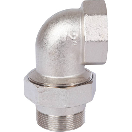 STOUT Разъемное угловое соединение "американка" ВН, уплотнение под гайкой o-ring кольцо, никелированное 2"