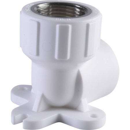 Политэк 25х3/4" Угольник с внутренней резьбой с креплением для полипропиленовых труб под сварку (цвет белый)