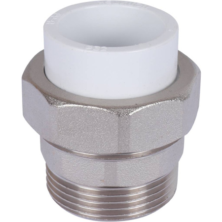 Политэк 32х1 1/4" Муфта разъемная с наружной резьбой для полипропиленовых труб под сварку (цвет белый)