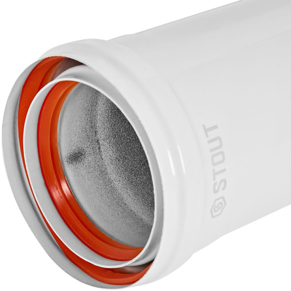 STOUT SCR-0080-822000 STOUT Удлинитель дымохода утепленный традиц. D80(п-м), L2000 (газоход до 185 градусов), SCR-0080-822000