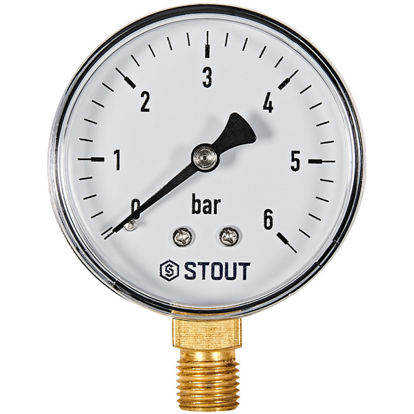 Манометр радиальный STOUT корпус Dn 63 мм 1/4 , 0...6 бар, кл.2.5, SIM-1010-630608