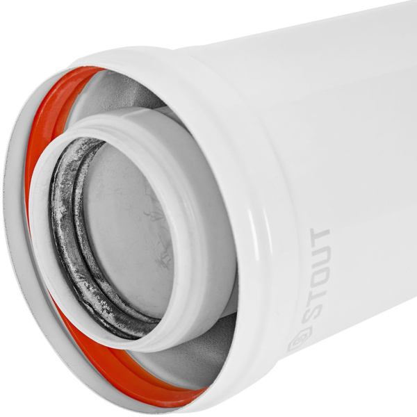 STOUT SCR-8610-001000 STOUT Удлинитель дымохода конденсац. коакс. D60(п-м)/100(п-м), L1000, SCR-8610-001000
