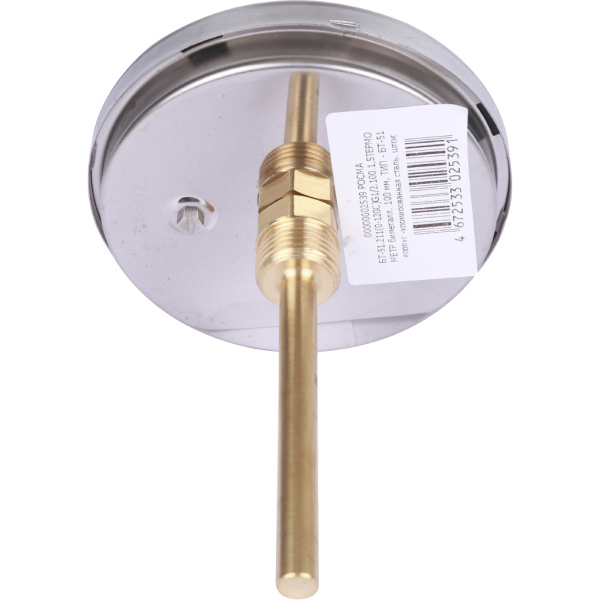 РОСМА БТ-51.211(0-120С)G1/2.100.1,5ТЕРМОМЕТР биметалл. 100 мм, ТИП - БТ-51 корпус -хромированная сталь, шток осевой 100х6мм - нерж.сталь,0-120C, c гильзой (латунь) G1/2, кл. 1,5