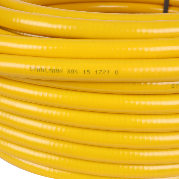 Stahlmann Труба гофр.из нерж.стали SS304 Stahlmann 15A, отожженная в оболочке желтая