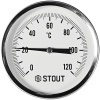 Термометр биметаллический радиальный STOUT с погружной гильзой, корпус Dn 100 мм, гильза 75 мм 1/2 , 0...120°С, SIM-1002-107515