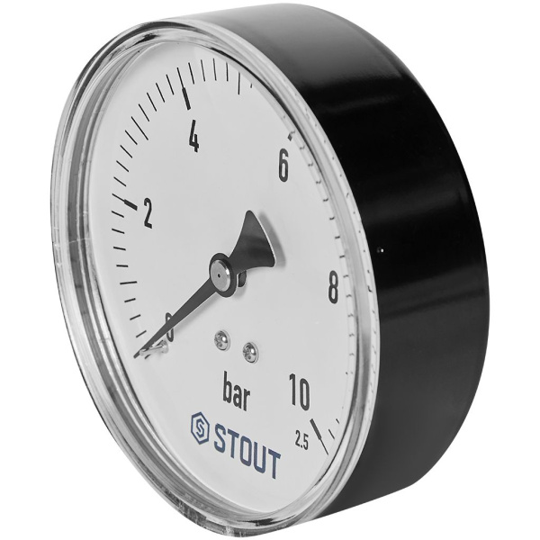 Манометр аксиальный STOUT корпус Dn 100 мм 1/2 , 0...10 бар, кл.2.5, SIM-1009-101015