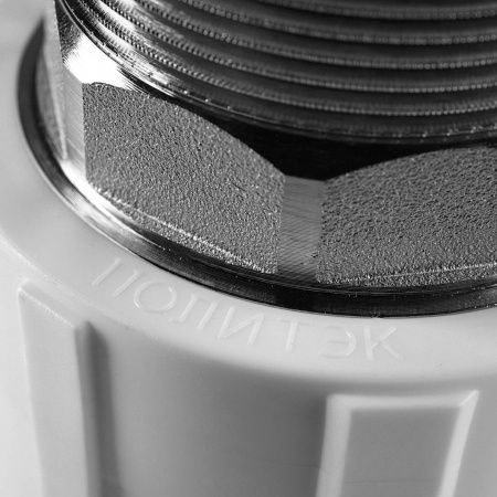 Политэк 63x2" Муфта комбинированная под шестигранник наруж. резьба для полипропиленовых труб под сварку (цвет белый)