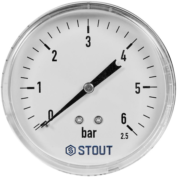 Манометр аксиальный STOUT корпус Dn 80 мм 1/2 , 0...6 бар, кл.2.5, SIM-1009-800615