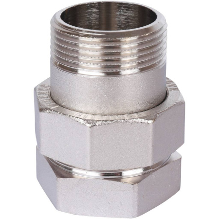 STOUT Разъемное соединение "американка" ВН, никелированное, уплотнение под гайкой по плоскости, 1? 1/4