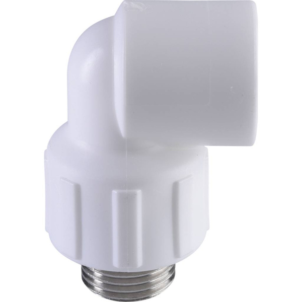 Политэк 20x1/2" Угольник с наружной резьбой для полипропиленовых труб под сварку (цвет белый)