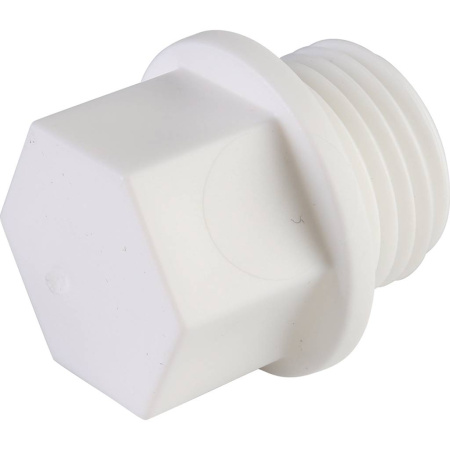 Политэк d=20 Заглушка с резьбой 1/2" для полипропиленовых труб под сварку (цвет белый)