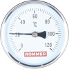 Термометр биметаллический ROMMER 80 мм 120 градусов с погружной гильзой 100 мм 1/2, RIM-0001-801015