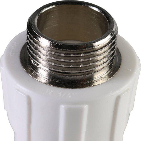 Политэк 25х3/4" Муфта комбинированная наруж. резьба для полипропиленовых труб под сварку (цвет белый)