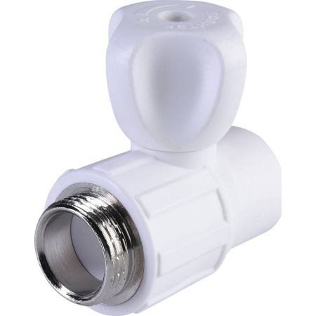 Политэк 20х1/2" Кран шаровой для радиатора прямой для полипропиленовых труб под сварку (цвет белый)