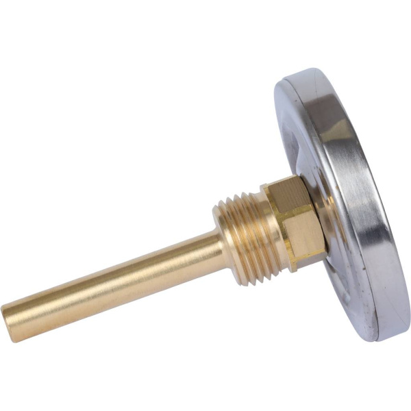 РОСМА БТ-31.211(0-120С)G1/2.64.2,5 ТЕРМОМЕТР биметалл. 63 мм, ТИП - БТ-31 корпус - хромированная сталь, шток осевой 64х6мм - нерж.сталь, 0-120C, c гильзой (латунь) G1/2, кл. 2,5