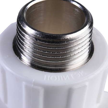 Политэк 20x3/4" Тройник с наружной резьбой для полипропиленовых труб под сварку (цвет белый)