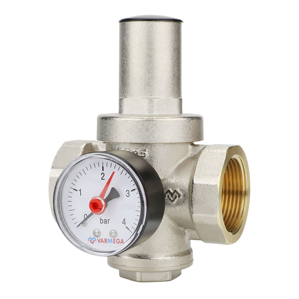 Редуктор давления VARMEGA 1", PN25, поршневой, с присоединением к манометру, VM12703