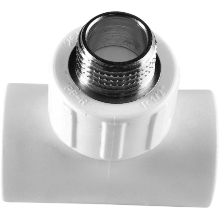 Политэк 25x1/2" Тройник с наружной резьбой для полипропиленовых труб под сварку (цвет белый)