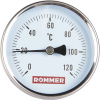 Термометр биметаллический ROMMER 80 мм 120 градусов с погружной гильзой 75 мм 1/2, RIM-0001-807515