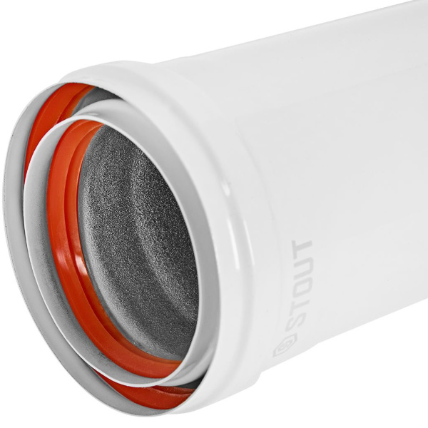 STOUT SCR-0080-811000 STOUT Удлинитель дымохода утепленный традиц. D80(п-м), L1000 (воздуховод до 105 градусов), SCR-0080-811000