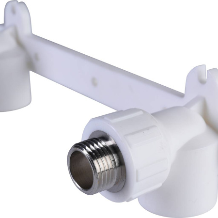 Политэк 20х1/2" Настенный комплект с наружной резьбой для смесителя для полипропиленовых труб под сварку (цвет белый)