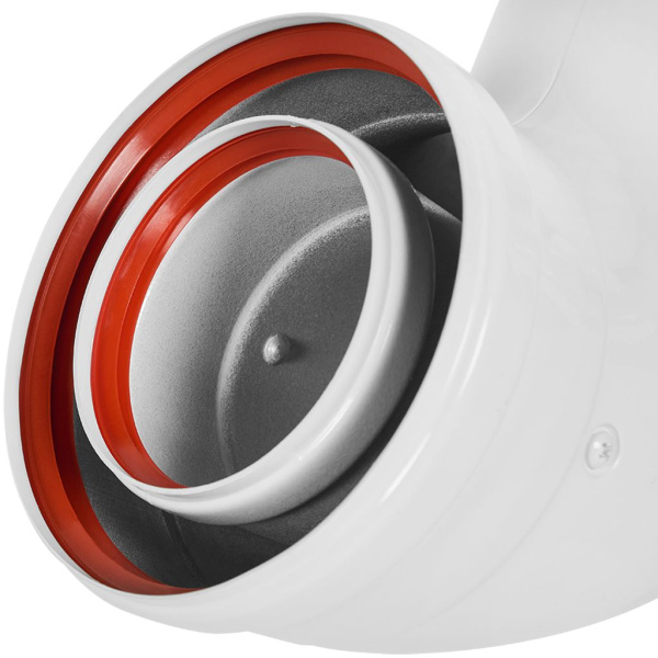 STOUT SCR-8125-250001 STOUT Адаптер подключения 90° традиц. коакс. D80(п-м)/125(п-м) (хомут, накладки декоративные), SCR-8125-250001