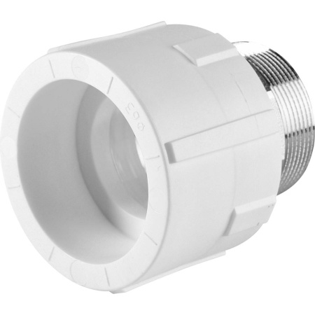 Политэк 63x2" Муфта комбинированная под шестигранник наруж. резьба для полипропиленовых труб под сварку (цвет белый)