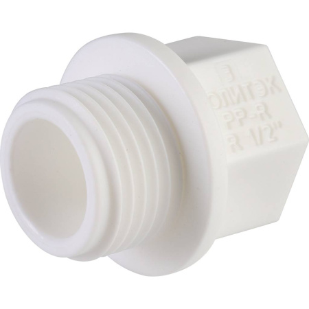 Политэк d=20 Заглушка с резьбой 1/2" для полипропиленовых труб под сварку (цвет белый)