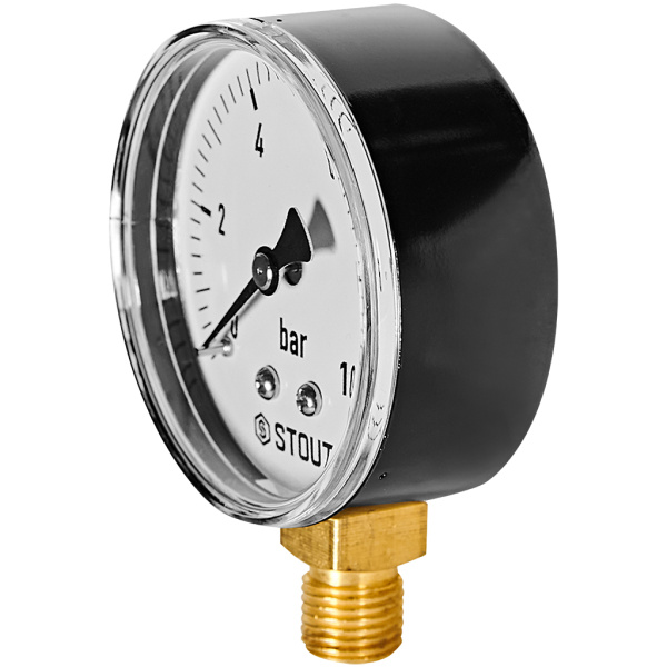 Манометр радиальный STOUT корпус Dn 63 мм 1/4 , 0...10 бар, кл.2.5, SIM-1010-631008