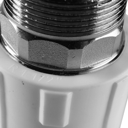 Политэк 50x1 1/2" Муфта комбинированная под шестигранник наруж. резьба для полипропиленовых труб под сварку (цвет белый)